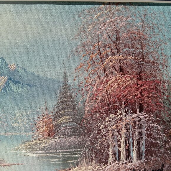 MCM Oil Paintings Mountain Art Set of 2 Signed by the Artist Textured Framed Vtg - Picture 5 of 15